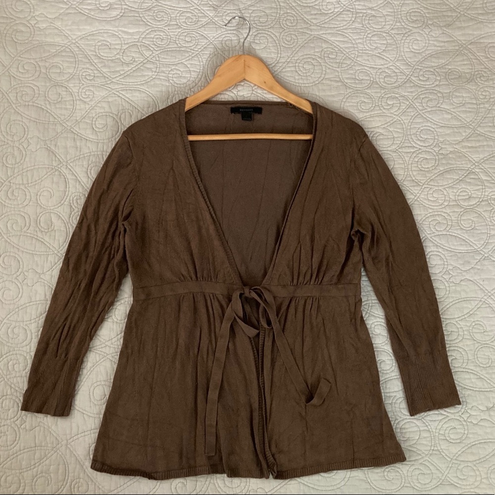 Express brown tie front sweater
